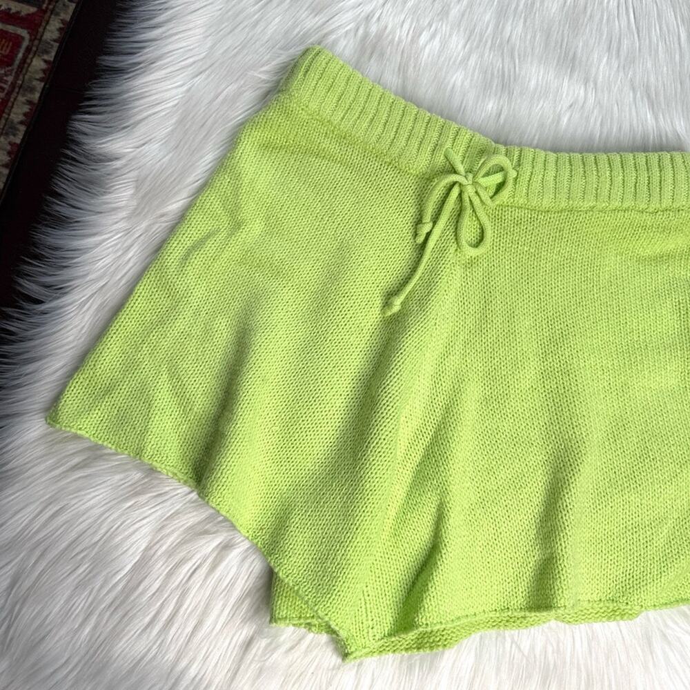 WeWoreWhat Lime Green Knit Sweater Shorts - Picture 5 of 6